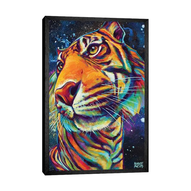 Galactic Tiger by Robert Phelps - Print on Canvas Latitude Vive Format: Black Framed Canvas, Size: 101.6cm H x 66.04cm W x 3.81cm D on Productcaster.