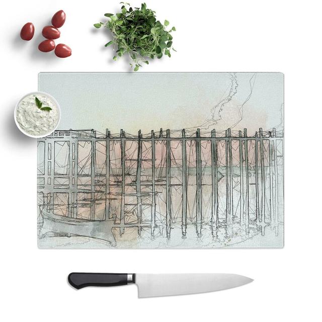 Tempered Glass U Bein Bridge in Myanmar in Abstract Chopping Board East Urban Home Size: 39 cm W x 28.5 cm L on Productcaster.