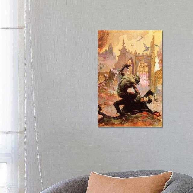 Dracula Vs Wolfman by Frank Frazetta - Graphic Art Print on Canvas Happy Larry Format: Wrapped Canvas, Size: 66.04cm H x 45.72cm W x 3.81cm D on Productcaster.