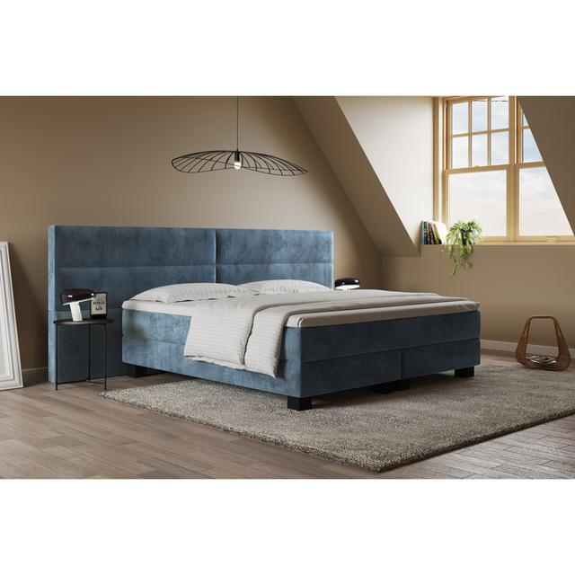 Echtes Boxspringbett Giulia mit Premium Visco Topper, mit Samtstoff bezogen Canora Grey Farbe: Dunkelpetrol, Matratzenhärte: H4 - ab etwa 100 kg, Größ on Productcaster.