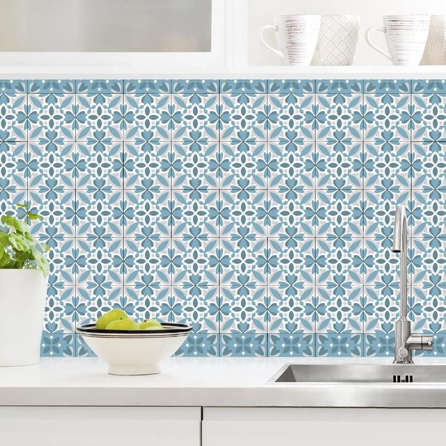 Coward Kitchen Backsplash - Geometric 70 x 300cm PVC Tile Latitude Vive Colour: Blue on Productcaster.