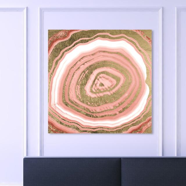 'Blush Agate Gold Round' Painting on Wrapped Canvas East Urban Home Size: 76.2 cm H x 76.2 cm W x 3.8 cm D on Productcaster.