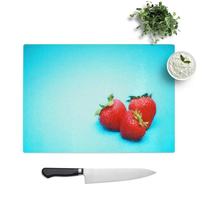 Tempered Glass Three Strawberries Chopping Board East Urban Home Size: 28.5 cm W x 20 cm L on Productcaster.