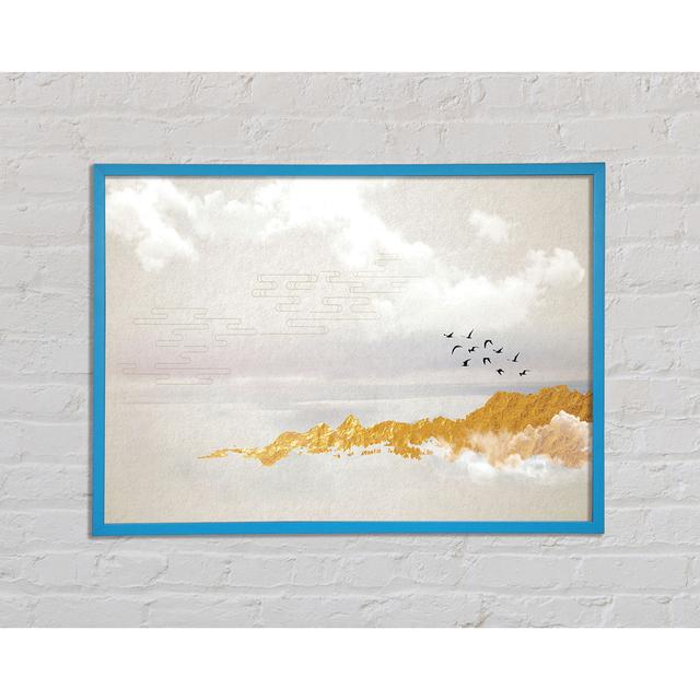 Orange Coast And Birds - Single Picture Frame Painting on Canvas Latitude Run Size: 42cm H x 59.7cm W x 2cm D, Format: Blue Framed Paper on Productcaster.