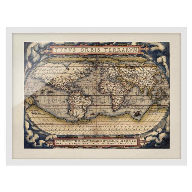 Historical World Map Typus Orbis Terrarum - Picture Frame Graphic Art Rosalind Wheeler Frame Option: White, Size: 70cm H x 100cm W x 2cm D on Productcaster.