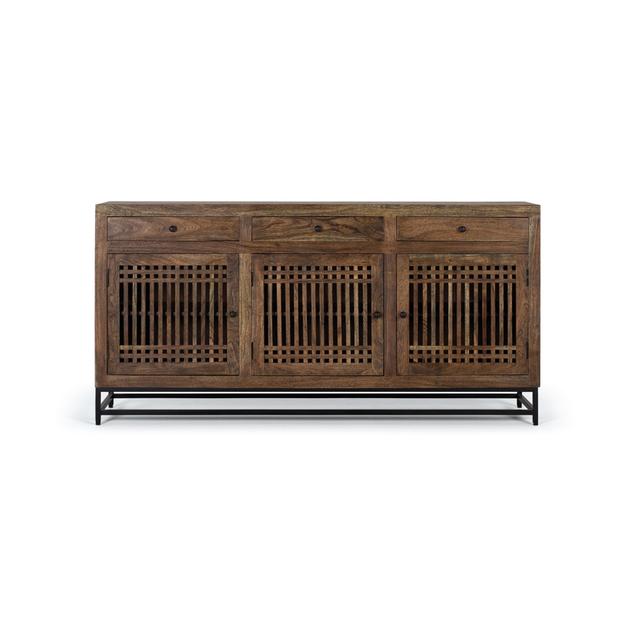 Aburizik 180 Cm Wide 3 Drawer Acacia Solid Wood Sideboard Williston Forge on Productcaster.