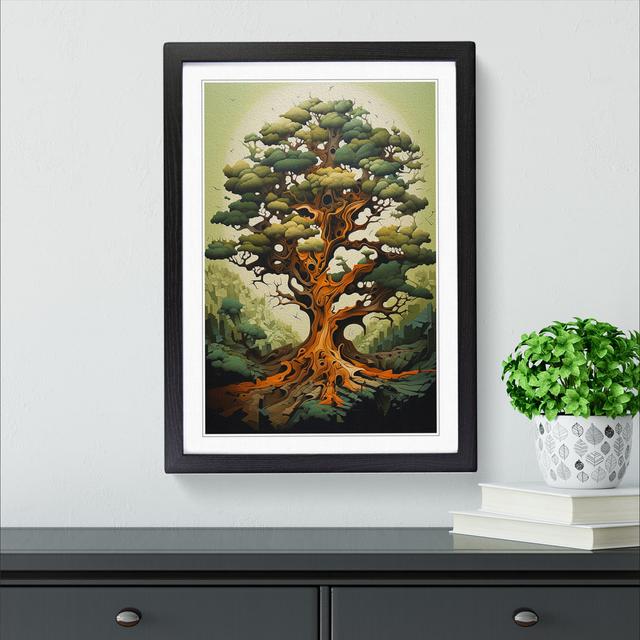 Oak Tree Orphism No.2 - Single Picture Frame Print on Wood Marlow Home Co. Format: Black, Size: 34cm H x 25cm W x 2cm D on Productcaster.