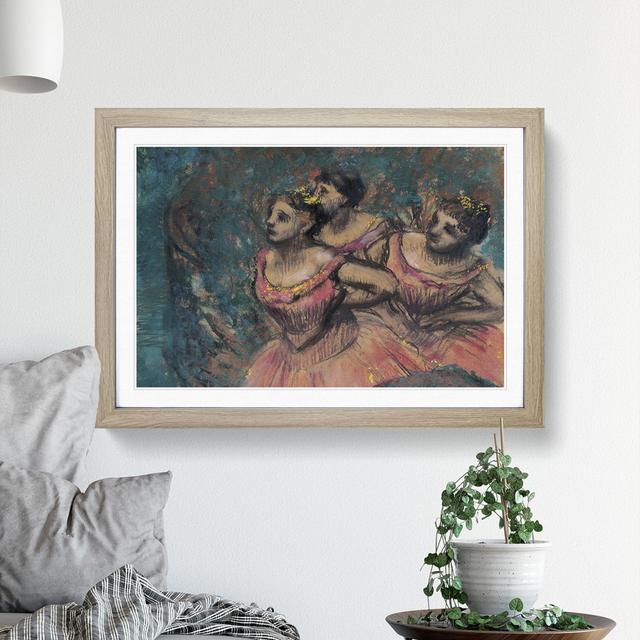 Three Ballet Ballerina Dancers in Pink by Edgar Degas - Picture Frame Painting East Urban Home Size: 27cm H x 36cm W x 2cm D, Frame Option: Oak on Productcaster.