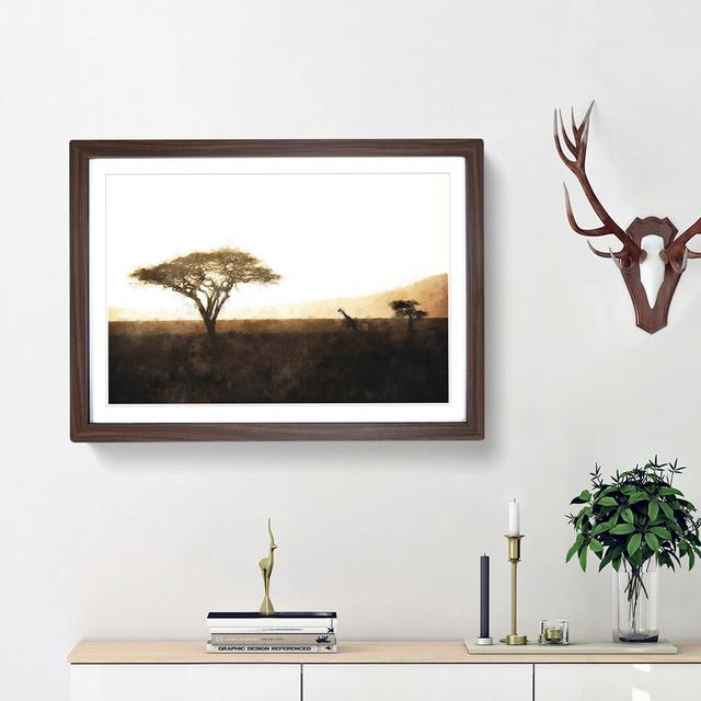 Giraffe in Tanzania - Picture Frame Graphic Art Print East Urban Home Frame Option: Walnut Framed, Size: 62cm H x 87cm W x 2cm D on Productcaster.