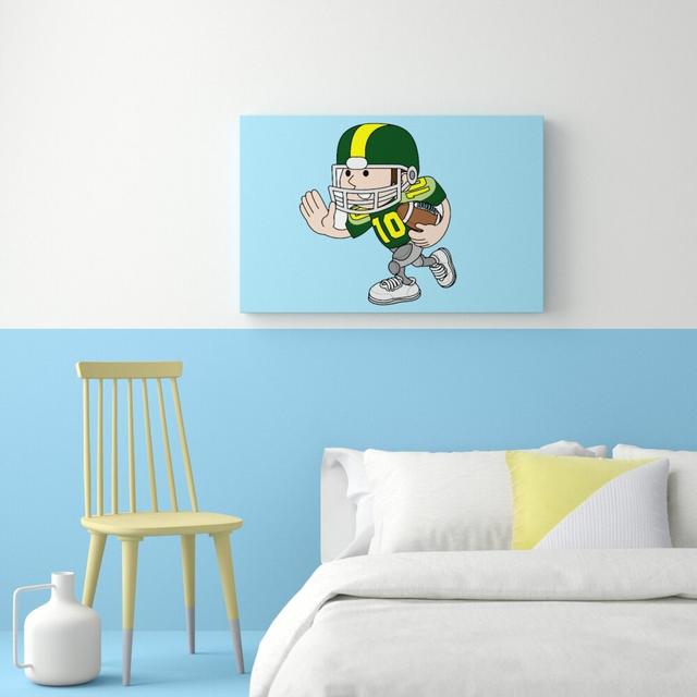 'American Football Sport Player Childrens' - Graphic Art Print on Wrapped Canvas East Urban Home Size: 66 cm H x 101.6 cm W on Productcaster.