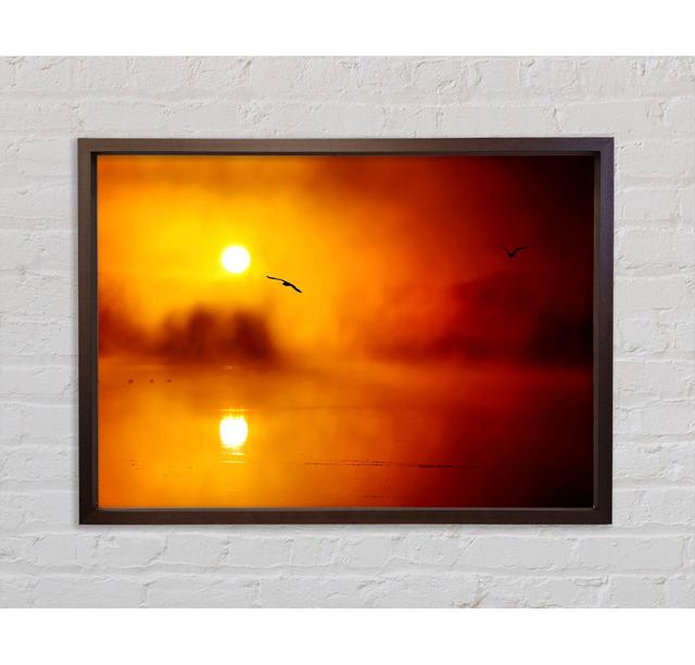 Birds Over The Golden Misty Lake - Single Picture Frame Art Prints on Canvas Ebern Designs Size: 84.1cm H x 118.9cm W x 3.3cm D on Productcaster.