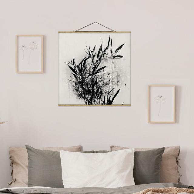 Graphic Flora - Black Bamboo - Graphic Art Print on Fabric Rosalind Wheeler Size: 100cm H x 100cm W x 0.3cm D on Productcaster.