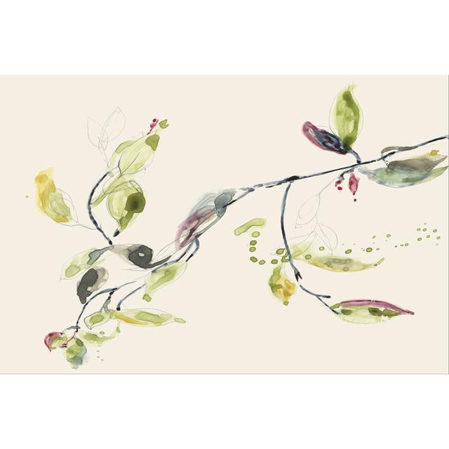 Leaf Branch I by Jennifer Goldberger - Wrapped Canvas Painting Marlow Home Co. Size: 61cm H x 91cm W x 3.8cm D on Productcaster.