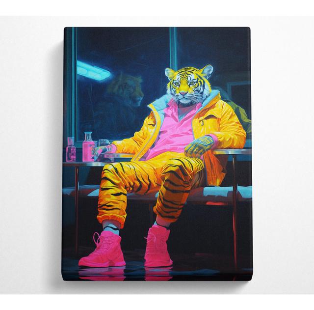 Tiger Chilling With A Drink Canvas Kunstdruck Happy Larry Größe: 121,9 cm H x 81 cm B x 10 cm T on Productcaster.