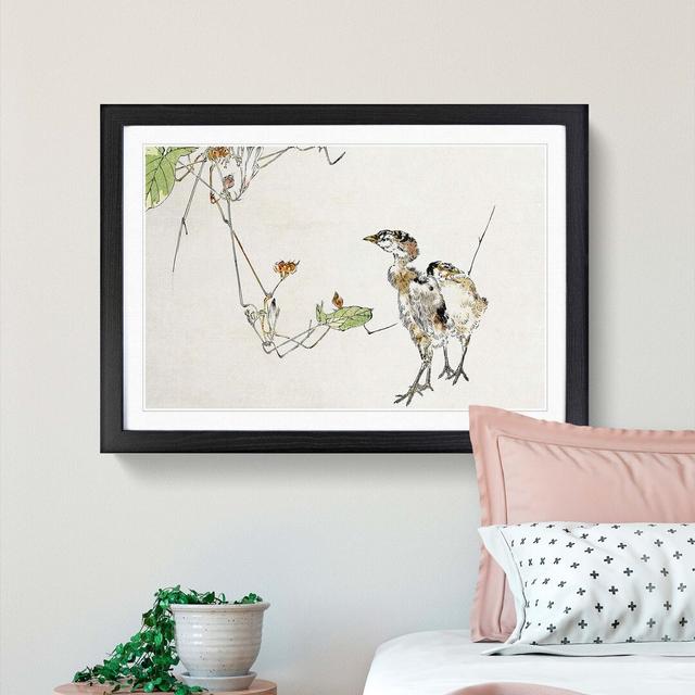 Wild Ducklings by Watanabe Seitei - Picture Frame Art Print East Urban Home Frame Option: Black, Size: 50cm H x 76cm W x 2cm D on Productcaster.