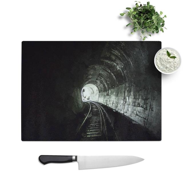 Tempered Glass Train Railway Tunnel in Abstract Chopping Board East Urban Home Size: 39 cm W x 28.5 cm L on Productcaster.