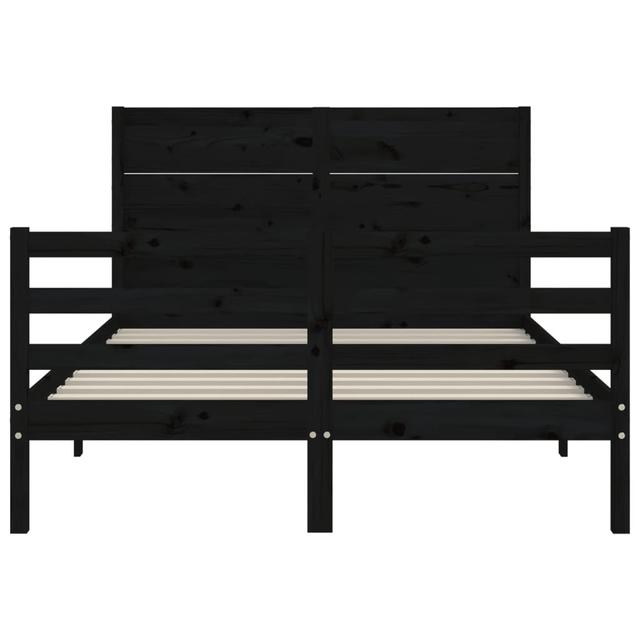 Bed Frame with Headboard Marlow Home Co. Size: 120 x 200cm, Colour: Black on Productcaster.