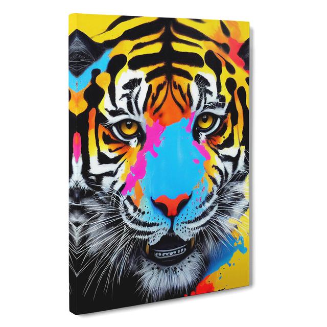 XC1022-4686X Tiger Paint Splash No.4 Abstract - Wrapped Canvas Print Latitude Vive Size: 76cm H x 50cm W x 3cm D on Productcaster.