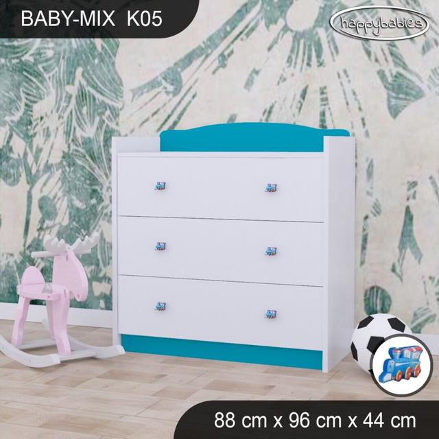 Baby Mix Kids 3 - Drawer Dresser Happy Babies Colour: Blue on Productcaster.