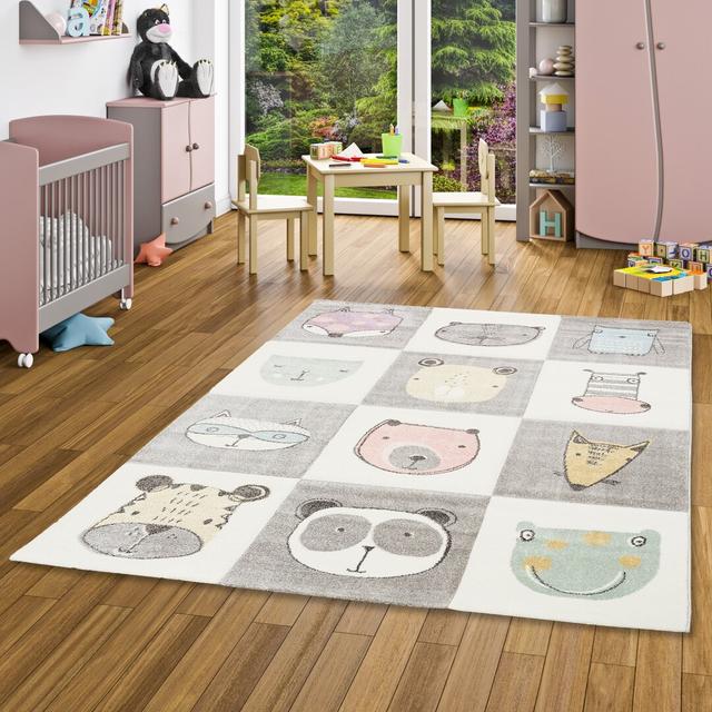 Maul Grey/White/Pink Rug Zoomie Kids Rug Size: Rectangle 120 x 170cm on Productcaster.