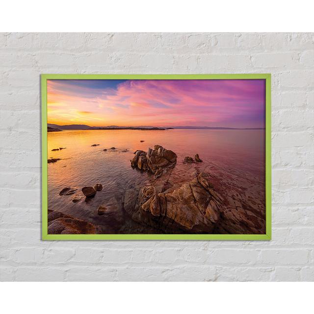 Austrinus Pink Skies over the Ocean Rocks - Single Picture Frame Art Prints Highland Dunes Size: 21cm H x 29.7cm W x 2cm D on Productcaster.