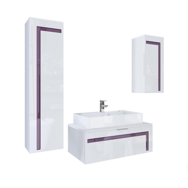 Badmöbel-Set Alexavia Metro Lane With mirror: No, bathroom furniture color (front/body): White Blackberry, Ausrichtung: With sink and tap on Productcaster.