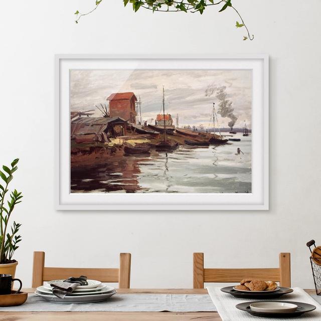 The Seine at Le Petit Gennevilliers by Claude Monet - Picture Frame Art Print on Paper East Urban Home Frame Options: Matt white, Size: 40cm H x 55cm on Productcaster.