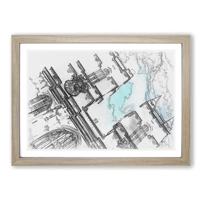 Westminster Abbey in London in Abstract - Picture Frame Graphic Art Print East Urban Home Size: 35cm H x 50cm W x 2cm D, Frame Option: Oak on Productcaster.