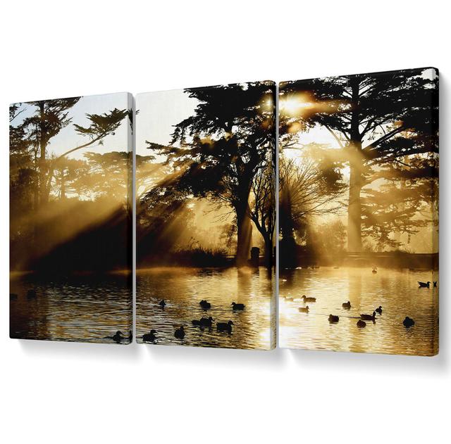 Birds Paradise - 3 Piece Wrapped Canvas Graphic Art Union Rustic Size: 101.6cm H x 203cm W on Productcaster.