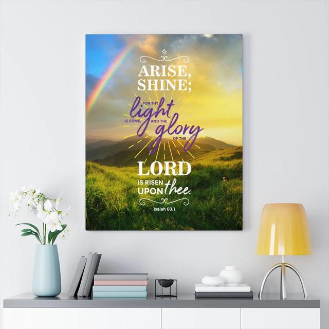 Arise Isaiah 60:1 - Wrapped Canvas Typography Blue Elephant Size: 61cm H x 46cm W on Productcaster.