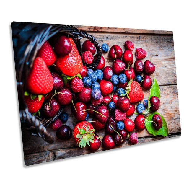 Strawberries Berries Kitchen - Wrapped Canvas Print August Grove Size: 40.6cm H x 61cm W x 2cm D on Productcaster.