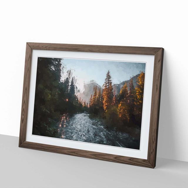 Yosemite Valley Sunrise in Abstract - Picture Frame Graphic Art Print East Urban Home Frame Option: Walnut, Size: 35cm H x 50cm W x 2cm D on Productcaster.