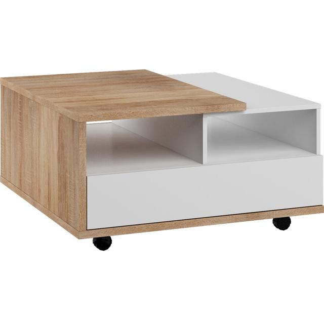 Ellorie Hybrid - HYB-11 - Coffee Table 2SK Ebern Designs Colour: Bright Sonoma/White Gloss on Productcaster.