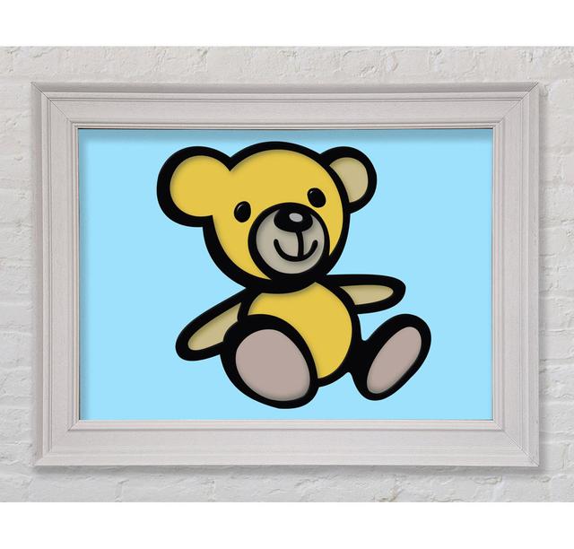 Teddy Bear Cartoon Framed Print Brayden Studio Size: 42cm H x 59.7cm W x 8cm D, Colour: Baby Blue on Productcaster.