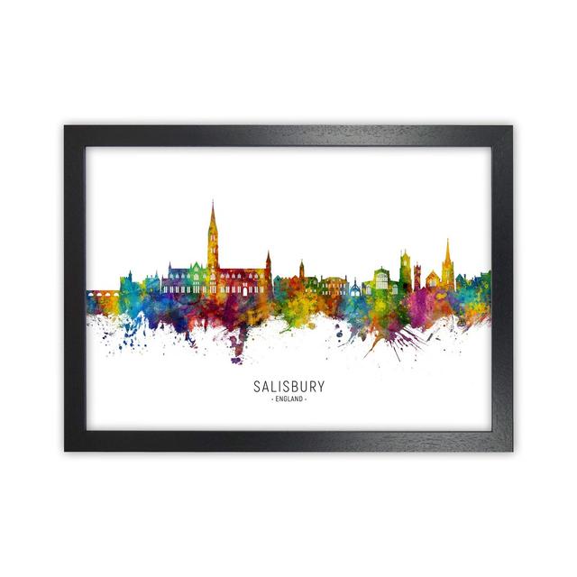 Salisbury England Skyline by Michael Tompsett - Graphic Art Print Latitude Run Size: 46cm H x 63cm W x 3cm D, Format: Black Framed on Productcaster.