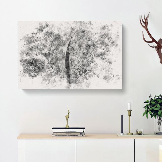 In a Winter Forest Watercolour - Wrapped Canvas Graphic Art Print East Urban Home Size: 35cm H x 50cm W x 3cm D on Productcaster.