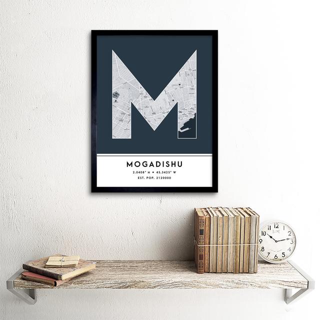 Mogadishu City Map Mogadishu Navy by Wee Blue Coo - Single Picture Frame Typography Wee Blue Coo on Productcaster.