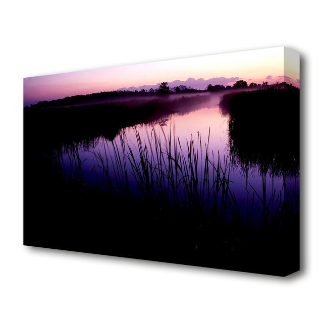 Pink River Calm Lake - Wrapped Canvas Photograph Print East Urban Home Size: 81.3 cm H x 121.9 cm W on Productcaster.