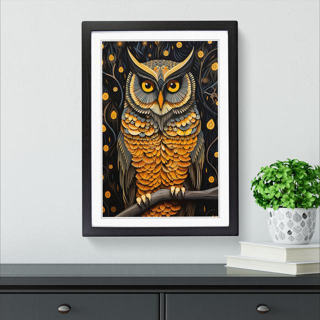 Owl Op No.2 - Single Picture Frame Print on Wood Alpen Home Size: 34cm H x 25cm W x 2cm D, Frame Colour: Black on Productcaster.