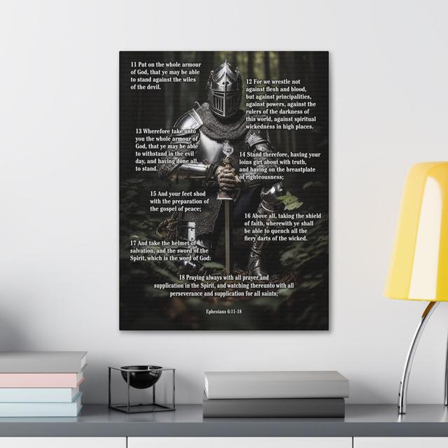 Armor Of God Ephesians 6:11-18 Soldier Kneels Christian Wall Art Print Happy Larry on Productcaster.