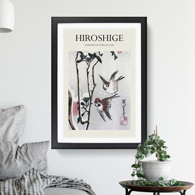 Sparrows and Camellias by Utagawa Hiroshige - Picture Frame Graphic Art East Urban Home Frame Option: Black Framed, Size: 36cm H x 27cm W x 2cm D on Productcaster.