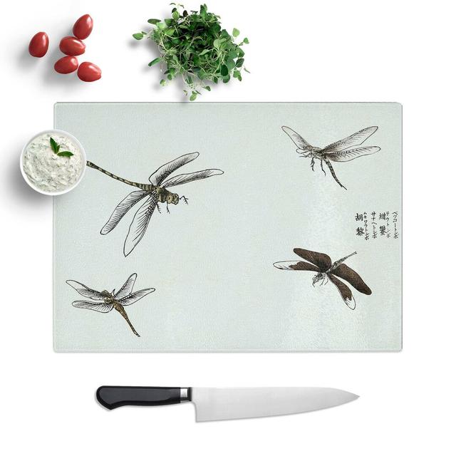 Glass Four Dragonflies by Morimoto Toko Chopping Board East Urban Home Size: 28.5 cm W x 20 cm L on Productcaster.