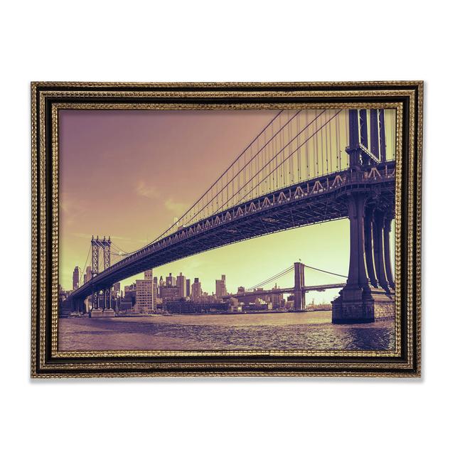 Vintage Bridge In Sepia - Single Picture Frame Art Prints Ebern Designs Size: 42cm H x 59.7cm W x 3cm D on Productcaster.