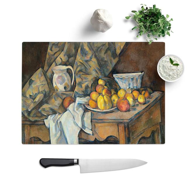 Still Life with Apples and Peaches by Paul Cezanne Chopping Board East Urban Home Size: 0.4cm H x 20cm W x 28.5cm L on Productcaster.