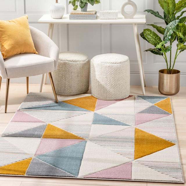 Astrid Nia Modern Ivory/Blue/Pink Rug Well Woven Rug Size: Rectangle 120 x 160 cm on Productcaster.