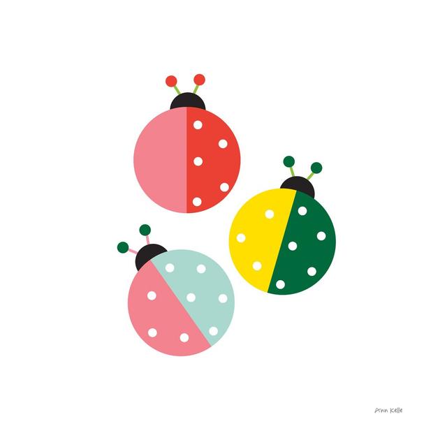 Ladybugs Three by Ann Kelle - Wrapped Canvas Graphic Art Print Isabelle & Max Size: 91cm H x 91cm W on Productcaster.