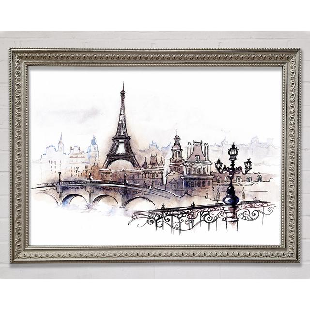 Eiffel Tower over the City 4 Fleur De Lis Living Format: Black Framed Paper, Size: 21cm H x 29.7cm W x 3cm D on Productcaster.