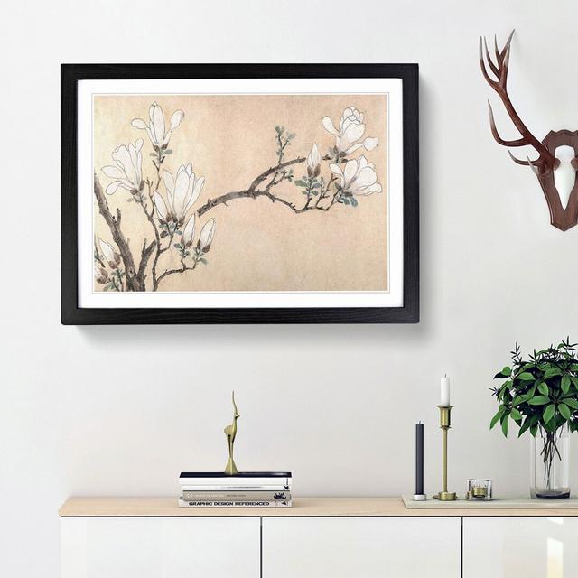 Magnolia Flowers Vo.1 by Wen Zhengming - Picture Frame Art Print East Urban Home Size: 48cm H x 65cm W x 2cm D, Frame Option: Black Framed on Productcaster.