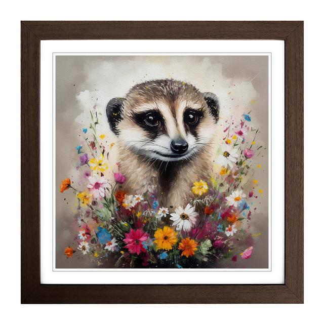 Meerkat Floral Art - Single Picture Frame Print on Wood Alpen Home Format: Walnut on Productcaster.