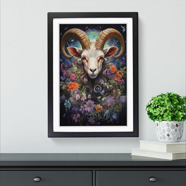 Goat Informel - Single Picture Frame Print on Wood Brambly Cottage Format: Black Framed, Size: 64cm H x 46cm W on Productcaster.